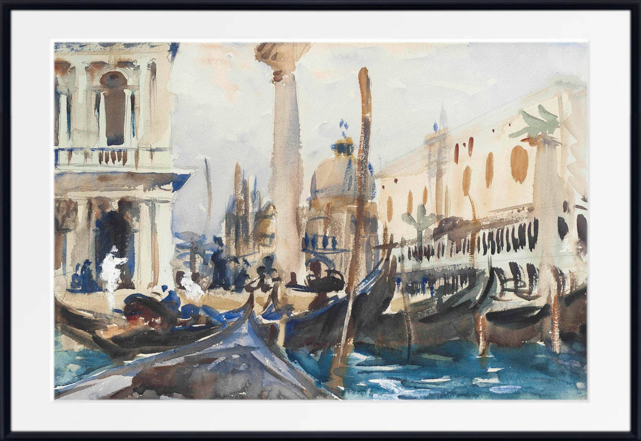 John Singer Sargent Print, The Piazzetta with Gondolas (c 1902)