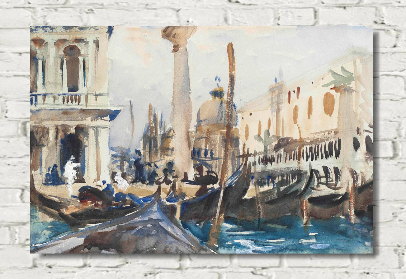 John Singer Sargent Print, The Piazzetta with Gondolas (c 1902)