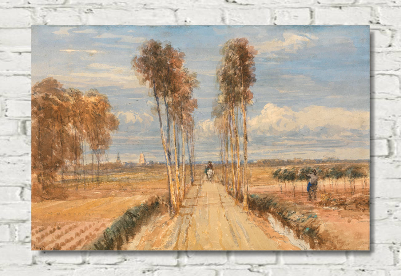 David Cox Print, The Poplar Avenue, after Hobbema (c1835)