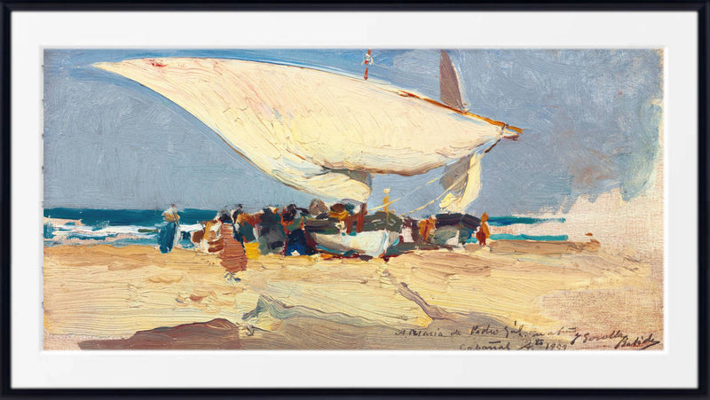 The Return of the Catch Valencia Beach by Joaquín Sorolla framed panoramic print