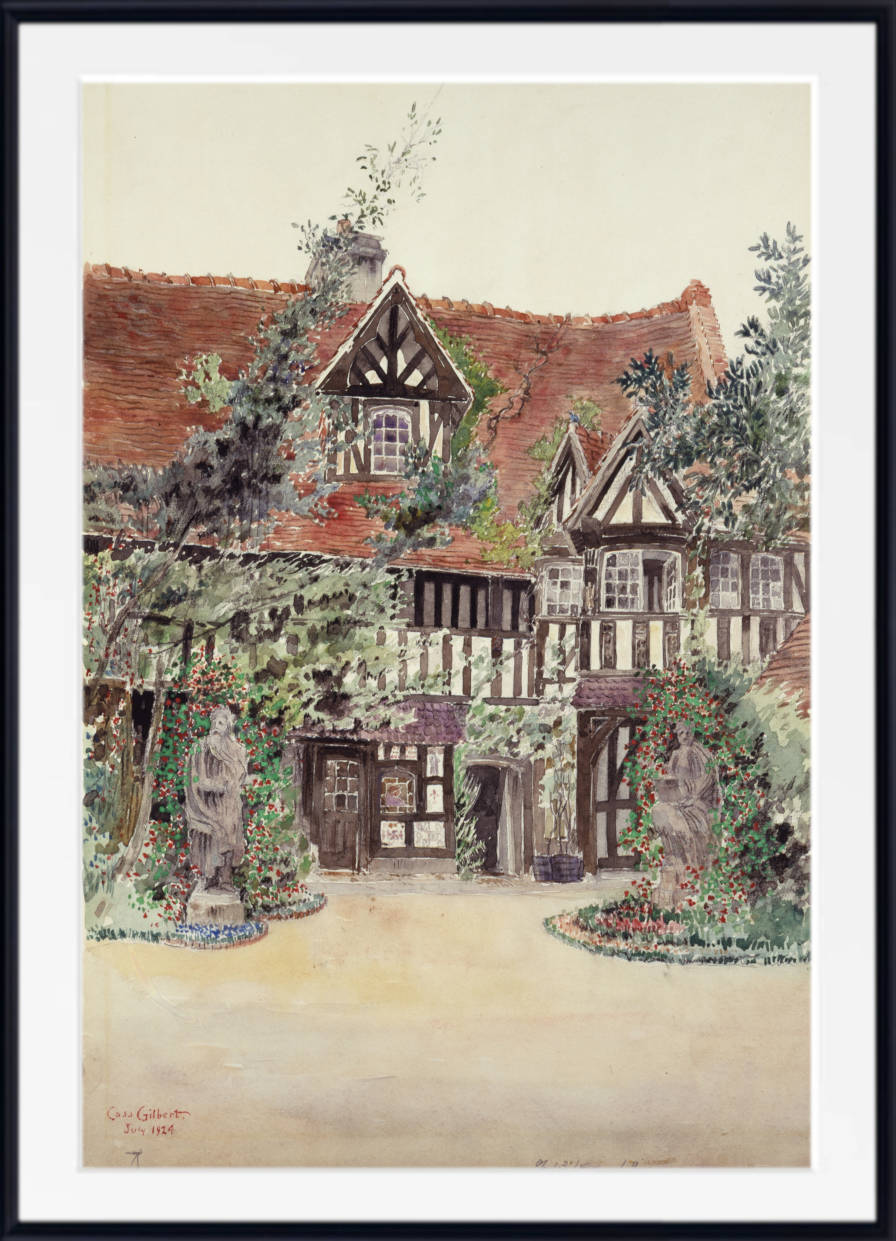 Cass Gilbert Print, The Smaller Courtyard, Hotel Guilleaume le Conquerant, Dives, France (1924)