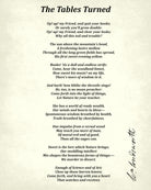 The Tables Turned, Poem by William Wordsworth, Typography Print