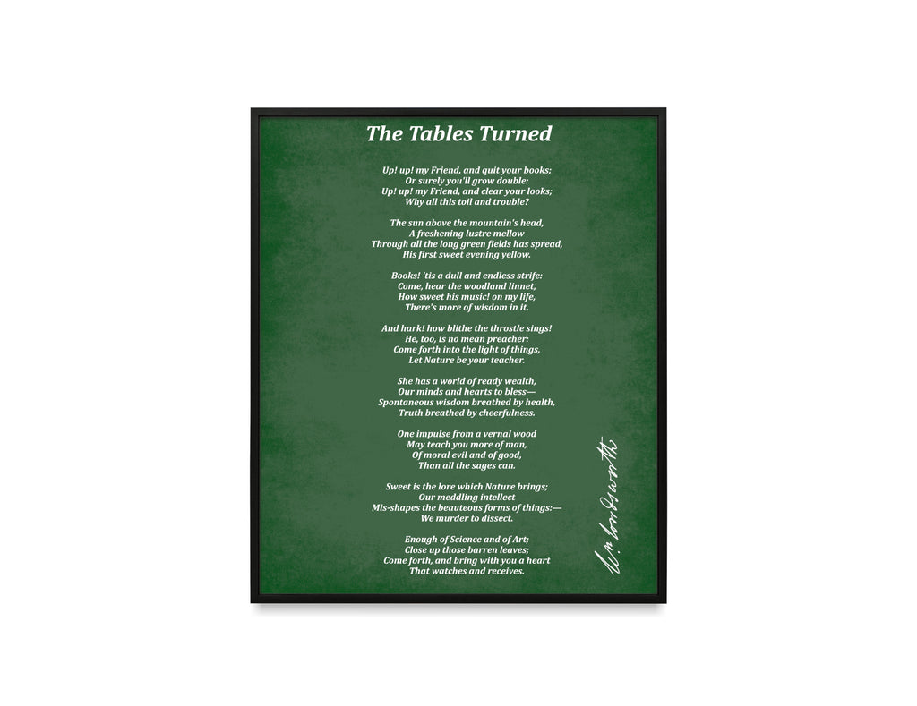Learning Table Poem The Tables Turned, Poem by William Wordsworth, Typography Print ...