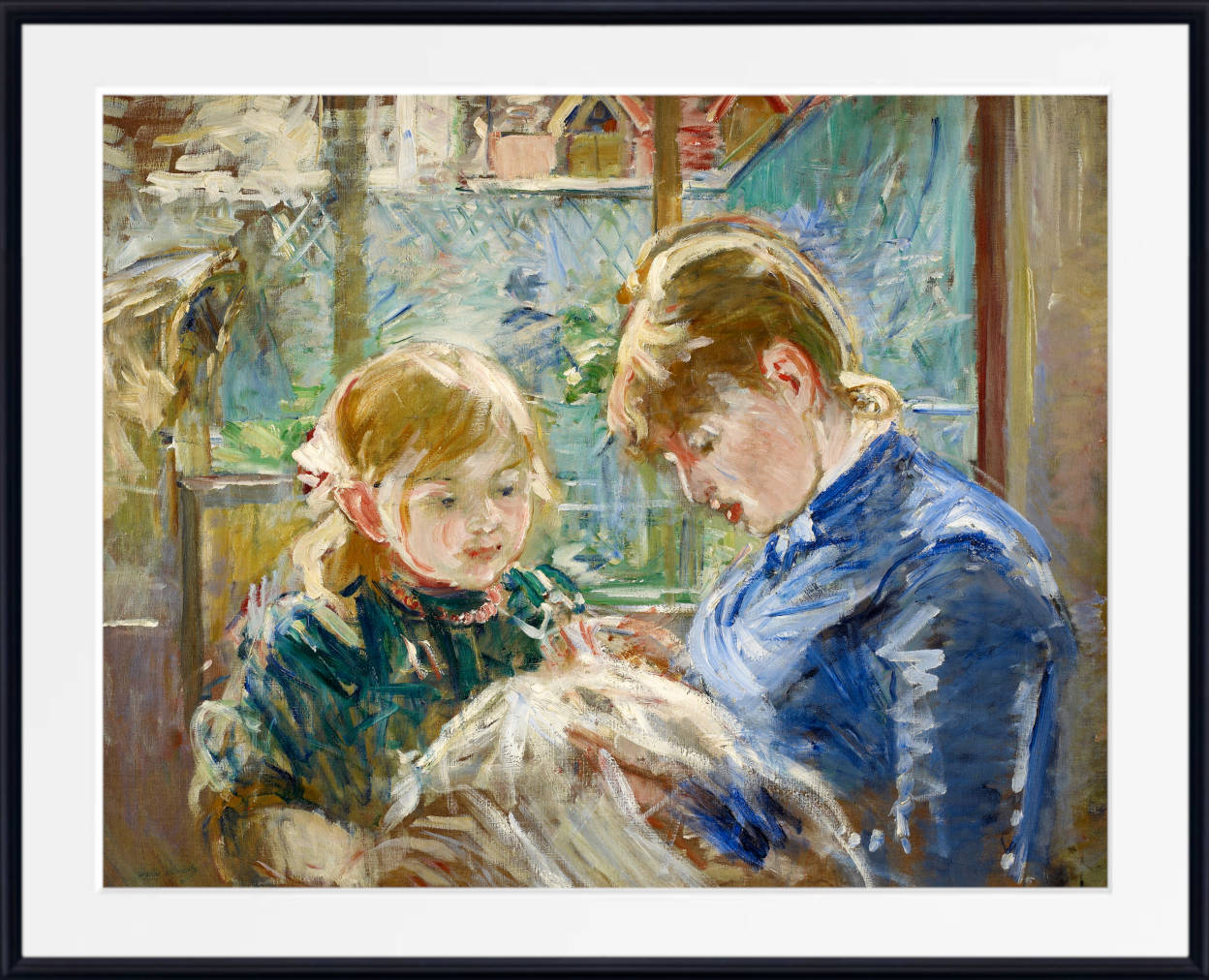 Berthe Morisot, French Fine Art Print : The Artists Daughter Julie With Her Nanny