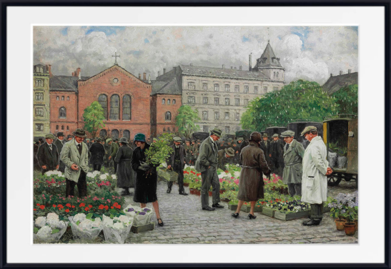 Paul Gustav Fischer Fine Art Print, The Flower Market