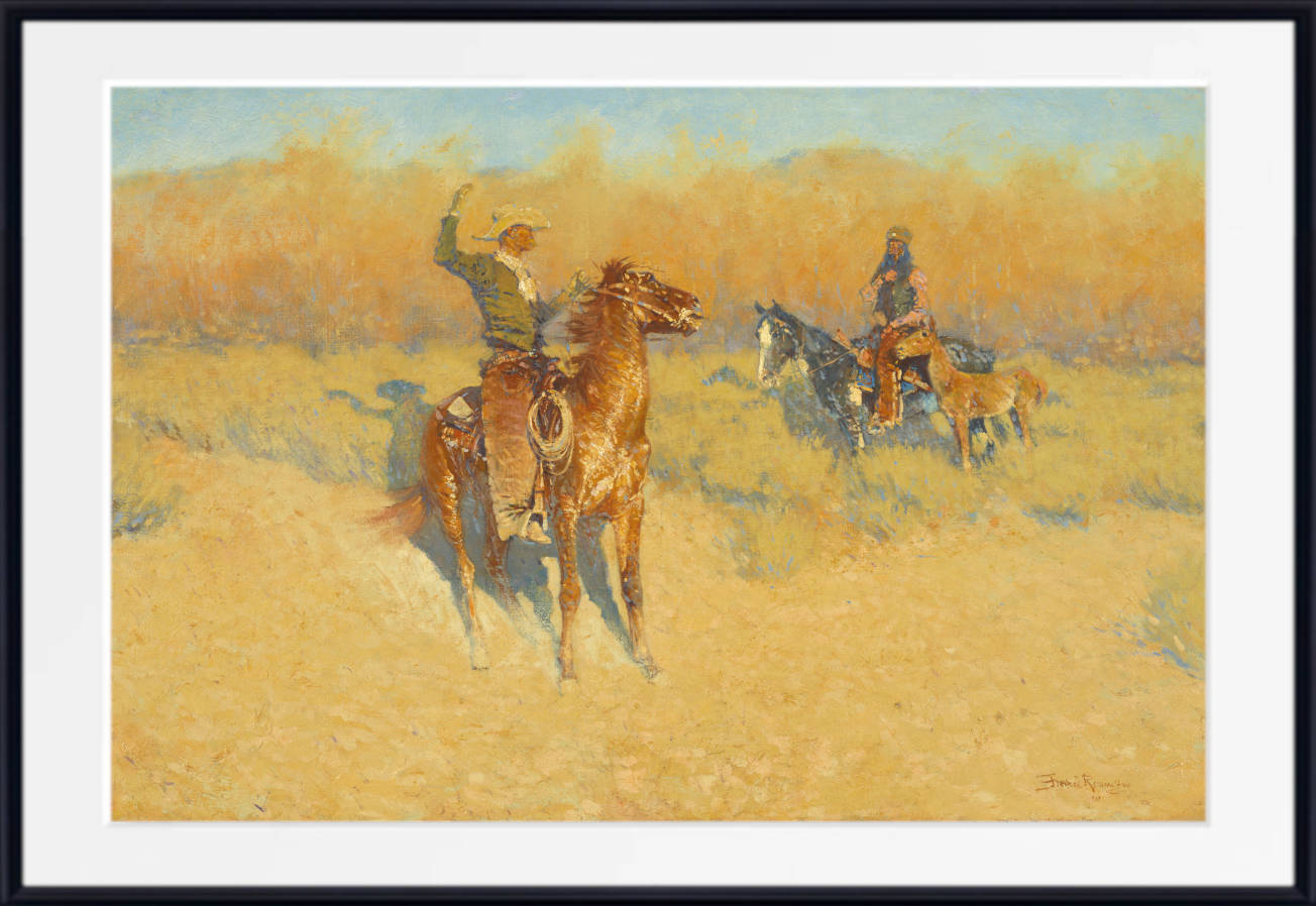Stampa Su Tela 'The Stampede' Di Frederic Remington - Quadro Western 50x75 Cm, Decorazione Da Parete, Regalo