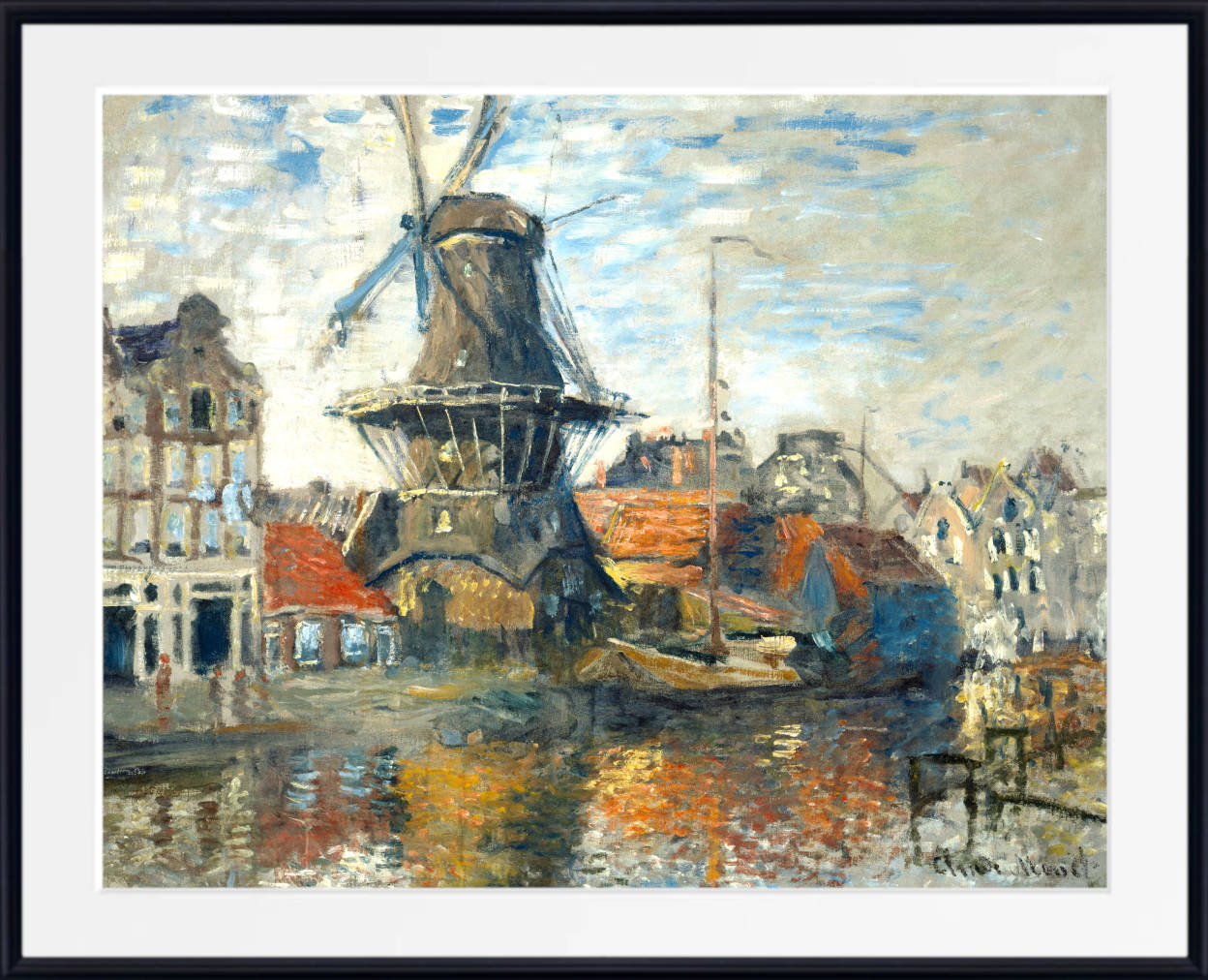 Claude Monet Fine Art Print, The Windmill, Amsterdam