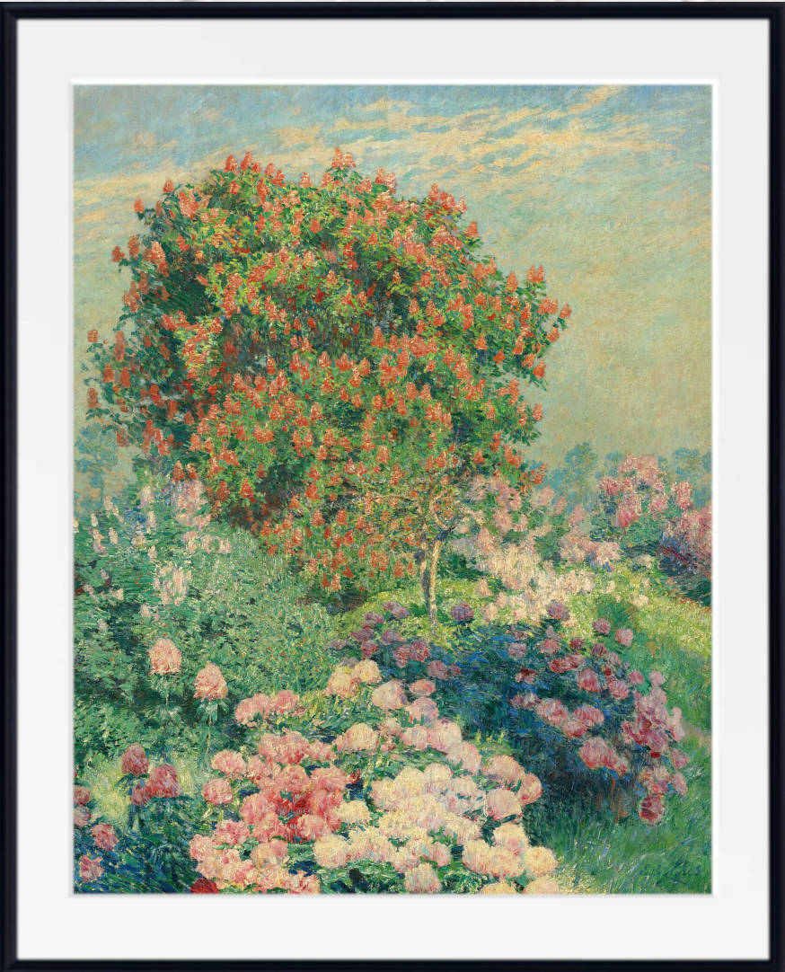 Emile Claus Print, The flower garden in may