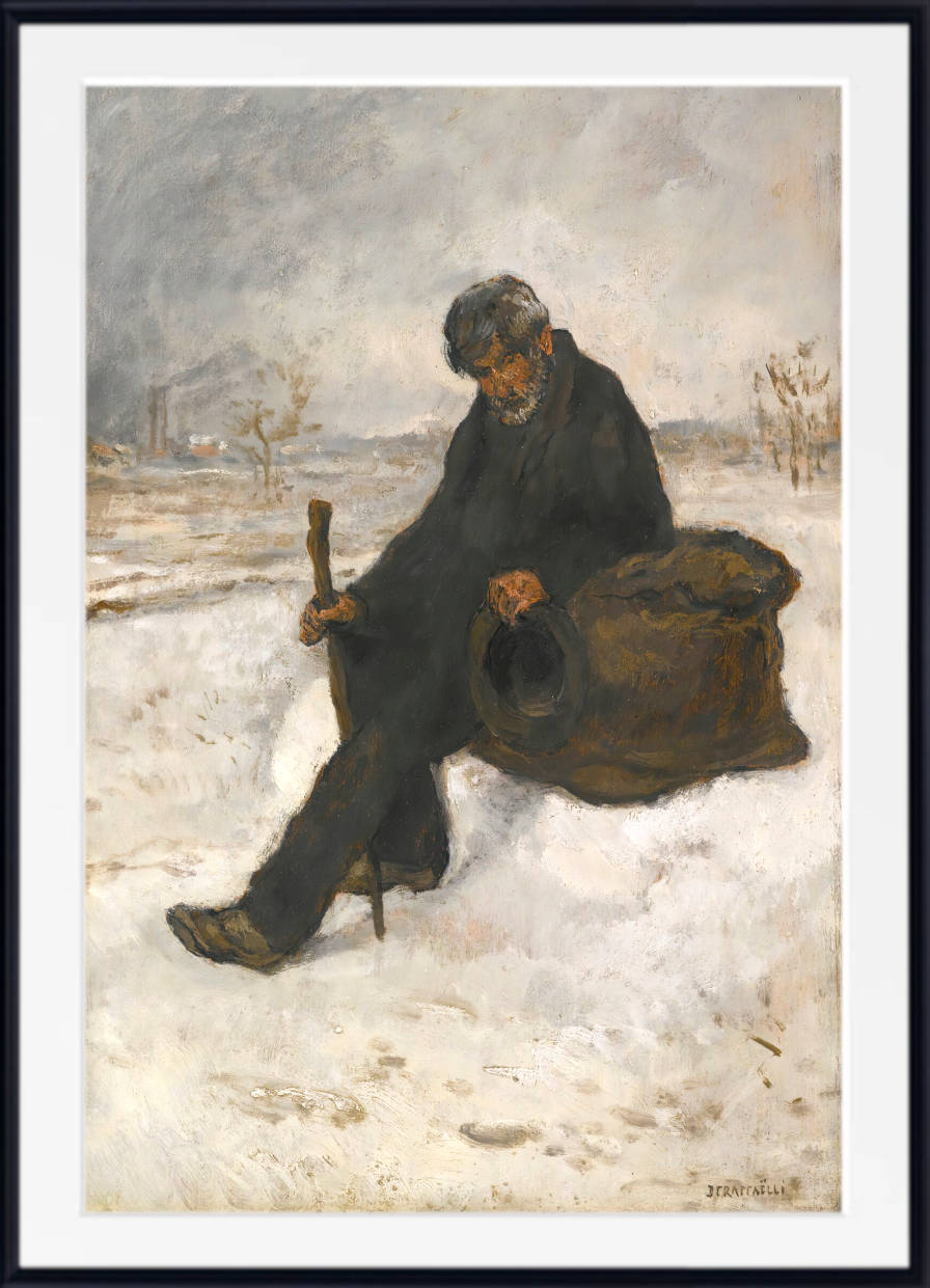 Jean-François Raffaëlli Print, The railway worker in the snow