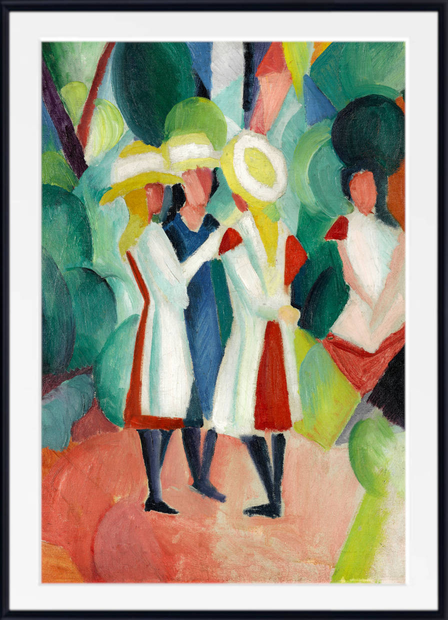 August Macke Abstract Fine Art Print, Three girls in yellow straw hats