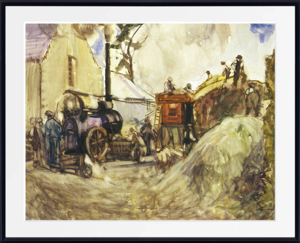 Frances Hodgkins Print, Threshing in the Cotswolds (circa 1909)