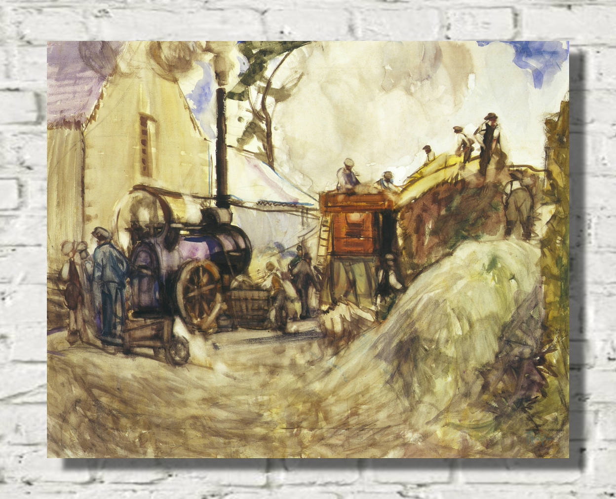 Frances Hodgkins Print, Threshing in the Cotswolds (circa 1909)