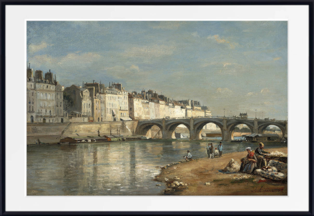 Stanislas Lepine Print, Tournelle Bridge (Paris 1862)