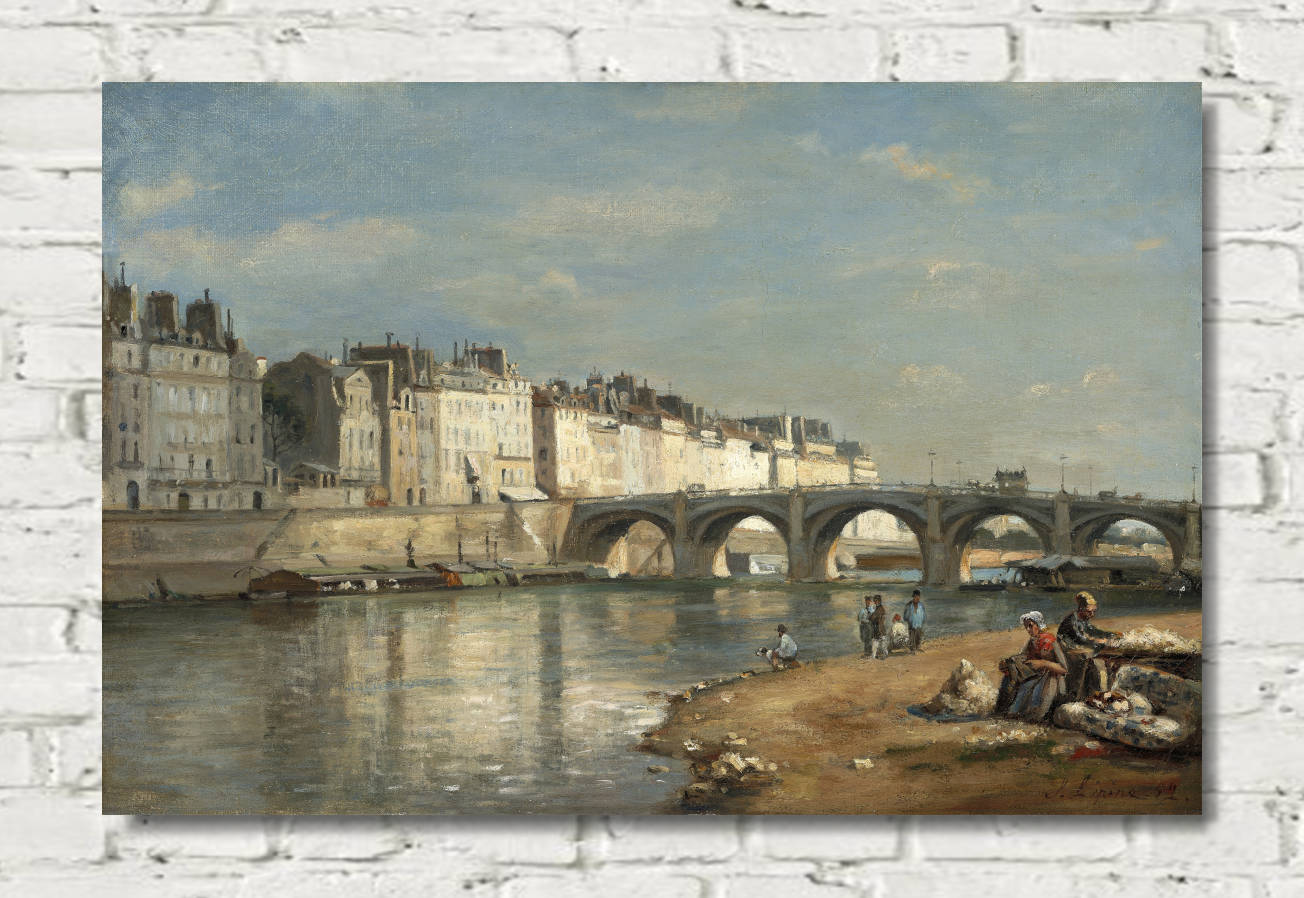 Stanislas Lepine Print, Tournelle Bridge (Paris 1862)