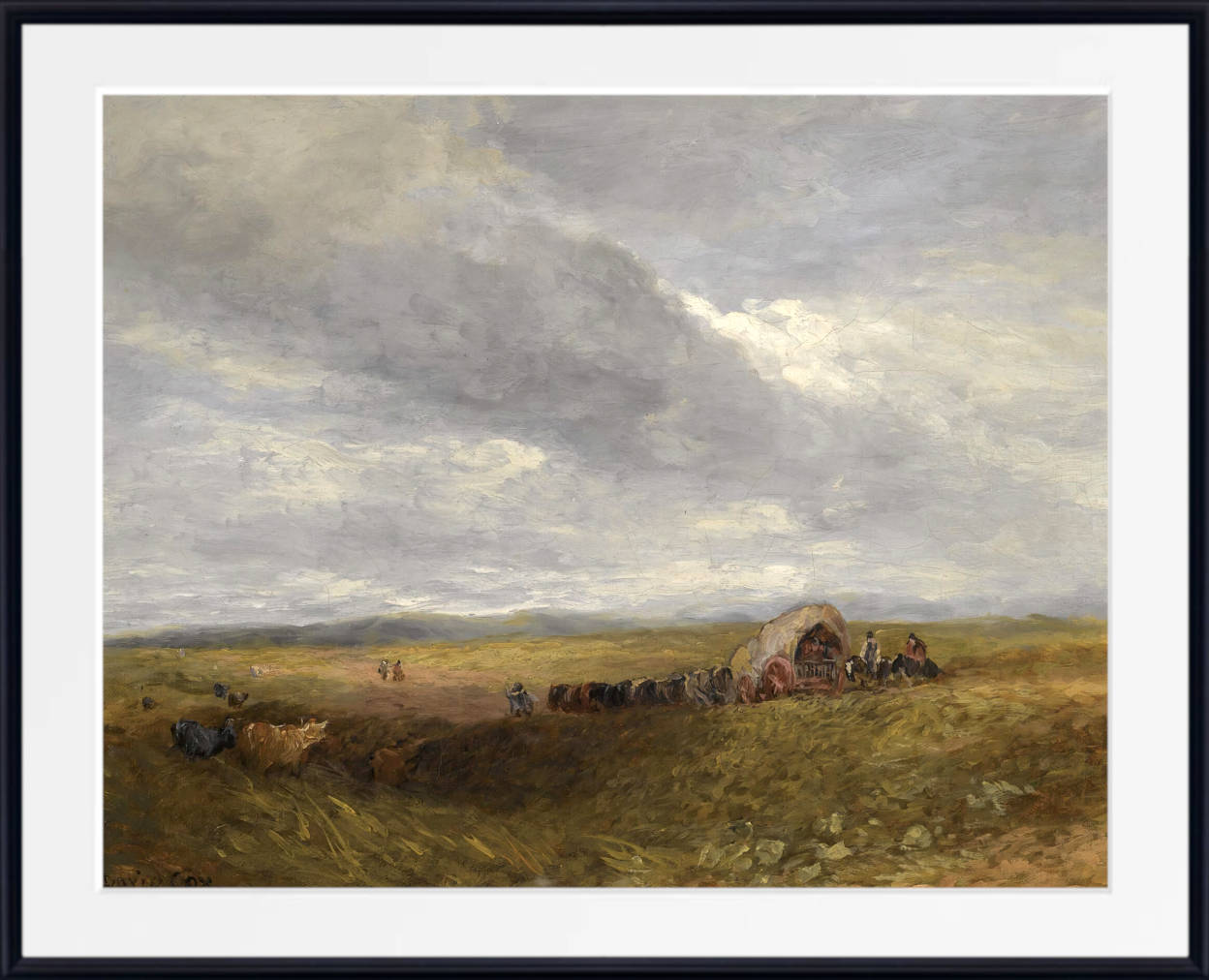 David Cox Print, Travellers in a landscape