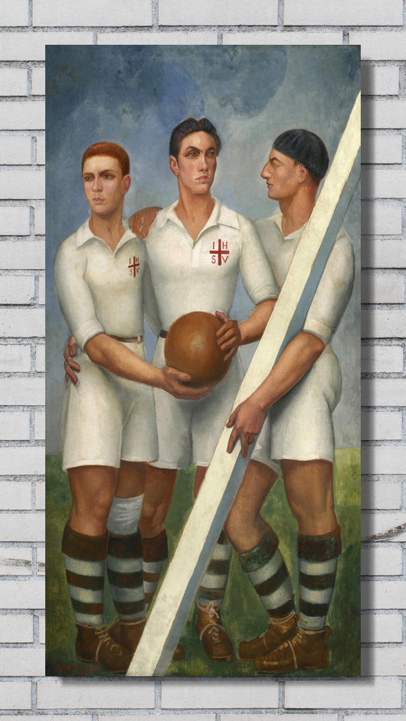 Three footballers with berets (1921) by Angel Zarraga