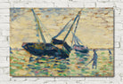 Georges Seurat Print, Three Boats and a Sailor  (1885)