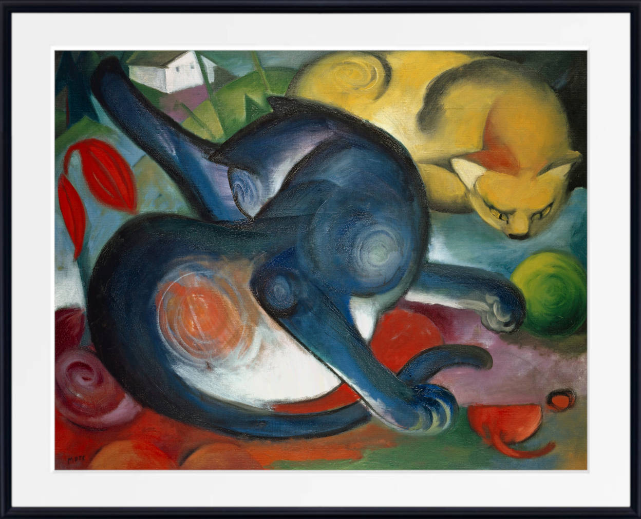 Franz Marc Print, Two Cats, Blue and Yellow (1912)