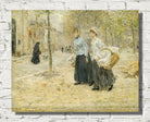 Jean-François Raffaëlli Print, Two Washerwomen Crossing a Small Park in Paris