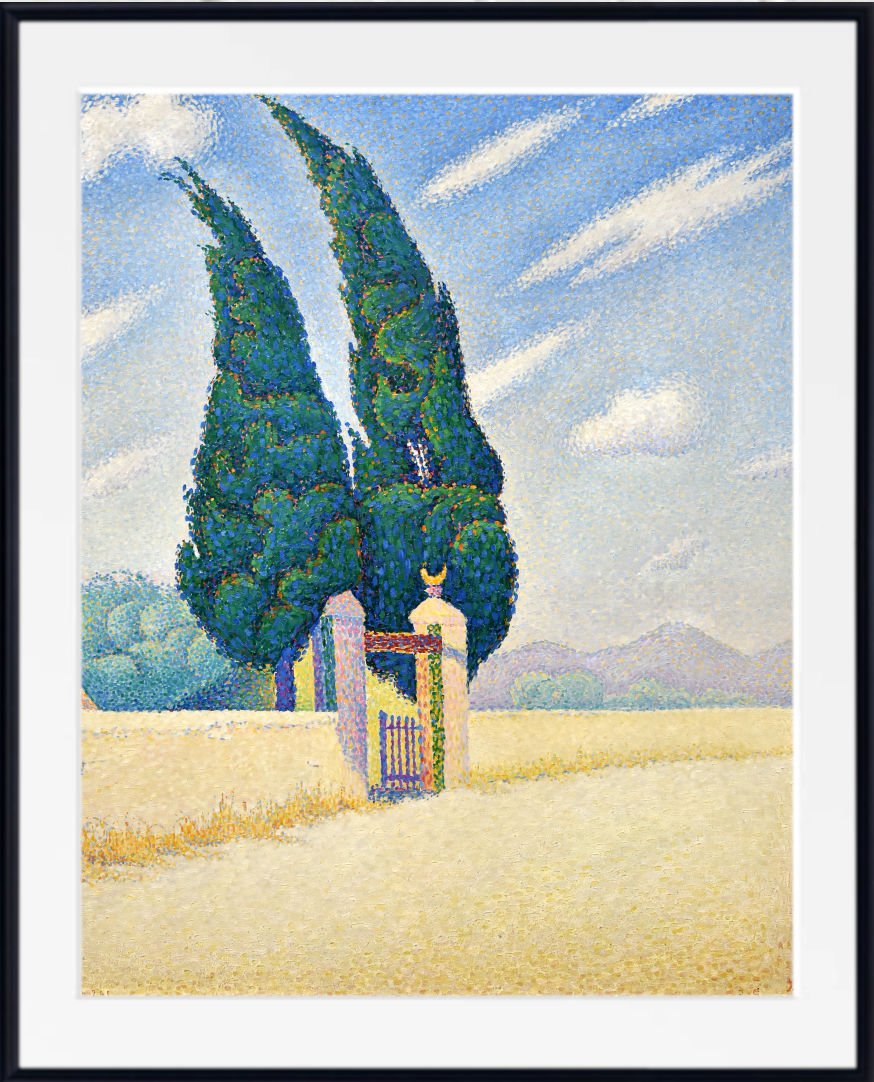 Paul Signac Two Cypresses Framed fine art print