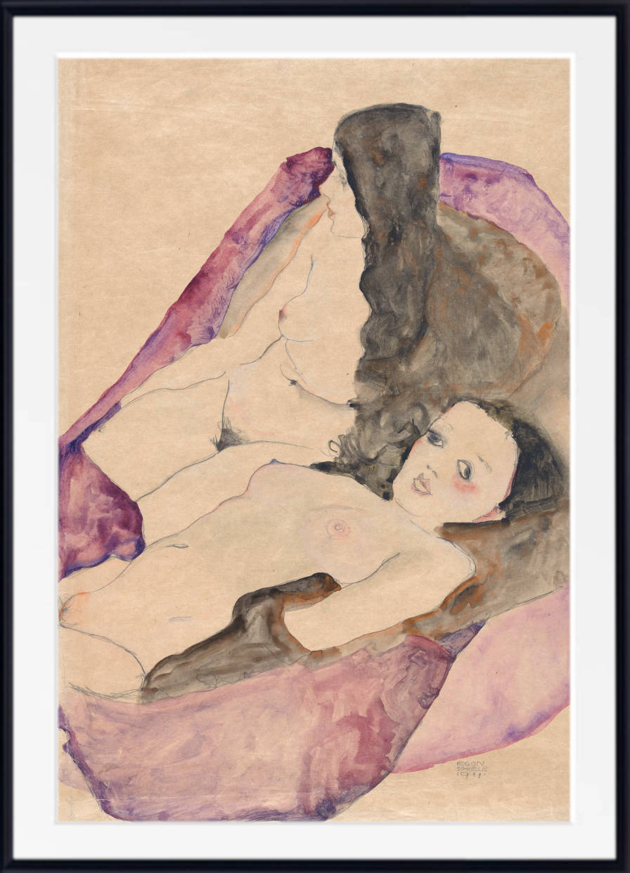 Two Reclining Nudes, Egon Schiele Fine Art Print