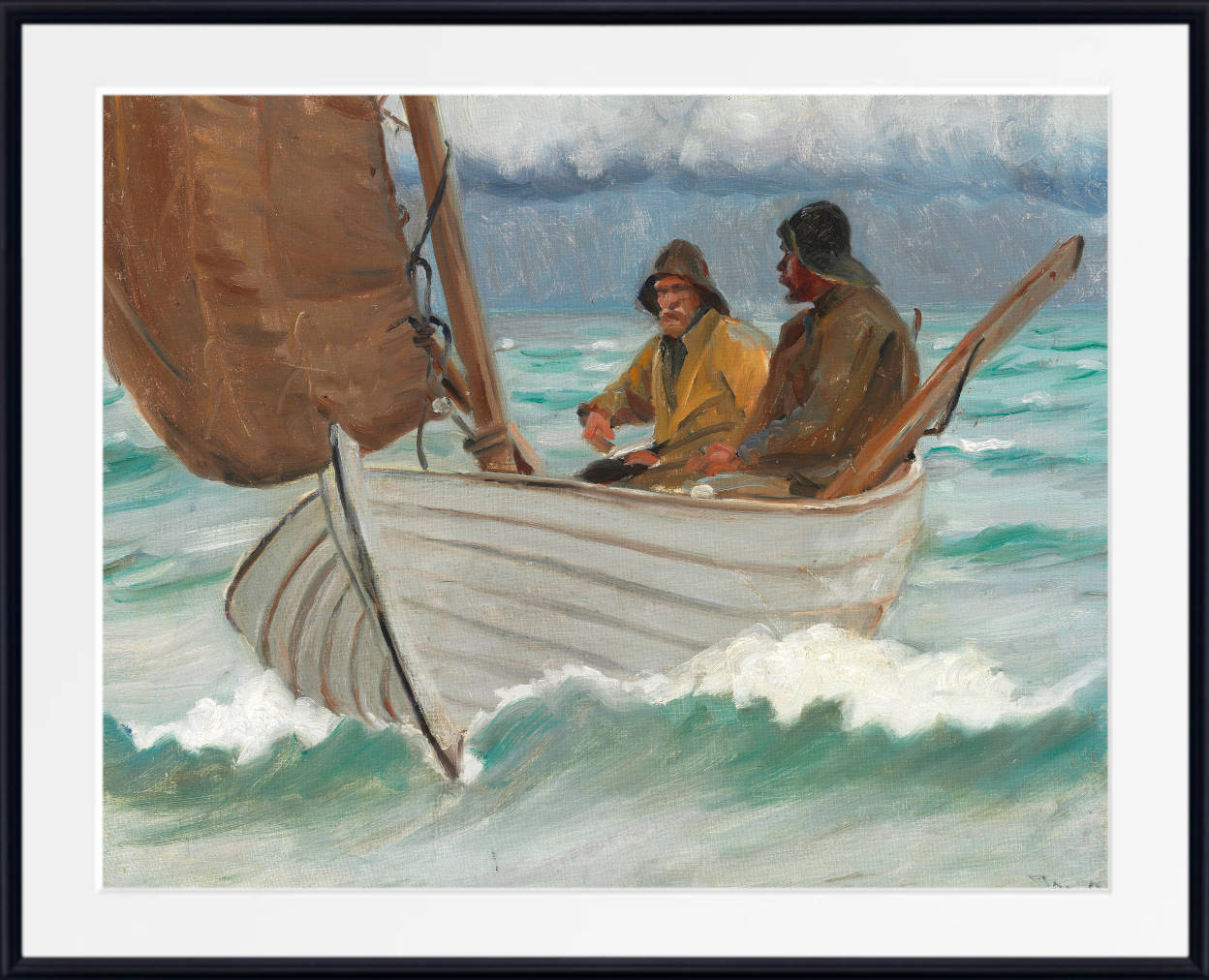 Michael Ancher Print, Two fishermen from Skagen in a sailing boat 