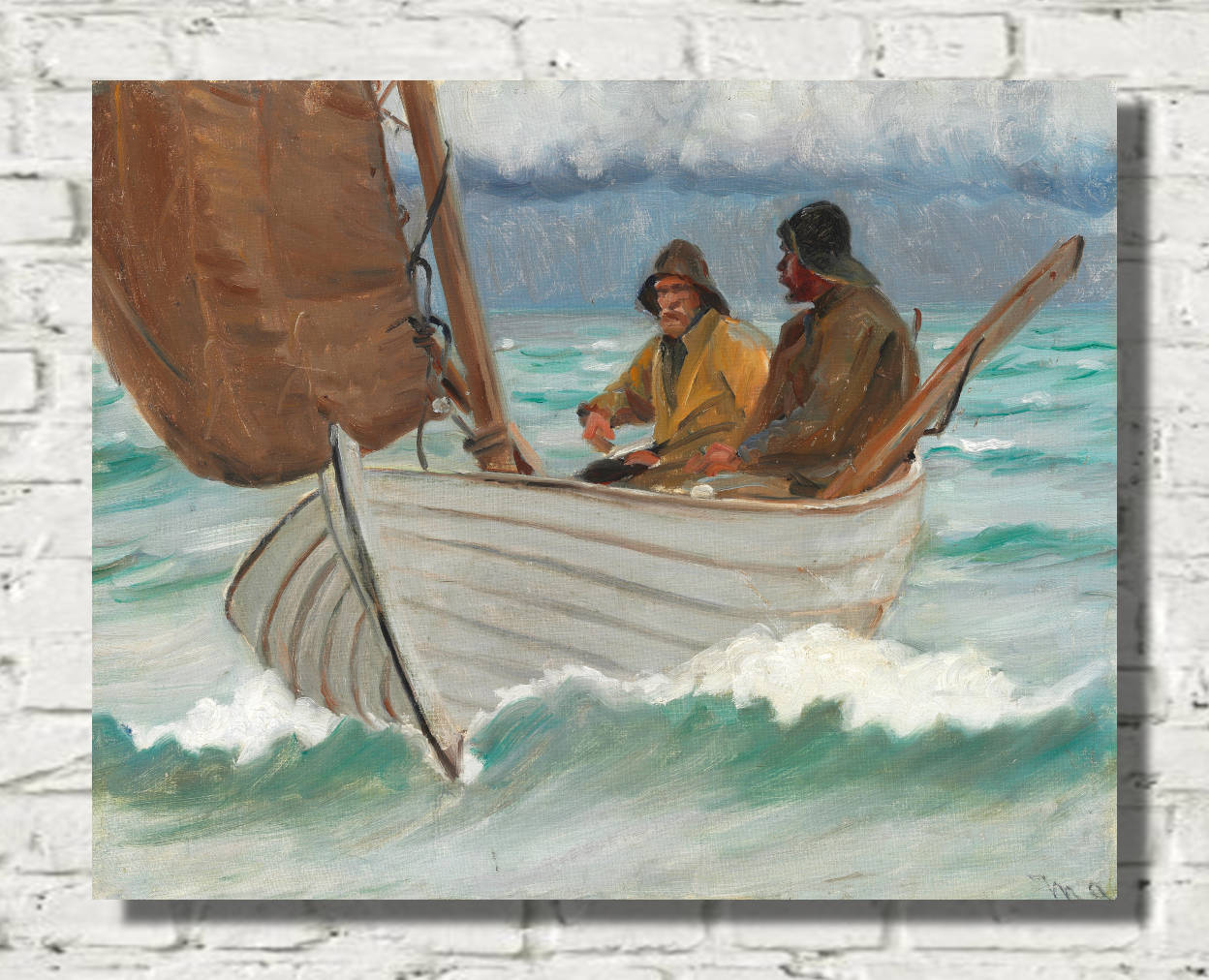 Michael Ancher Print, Two fishermen from Skagen in a sailing boat 