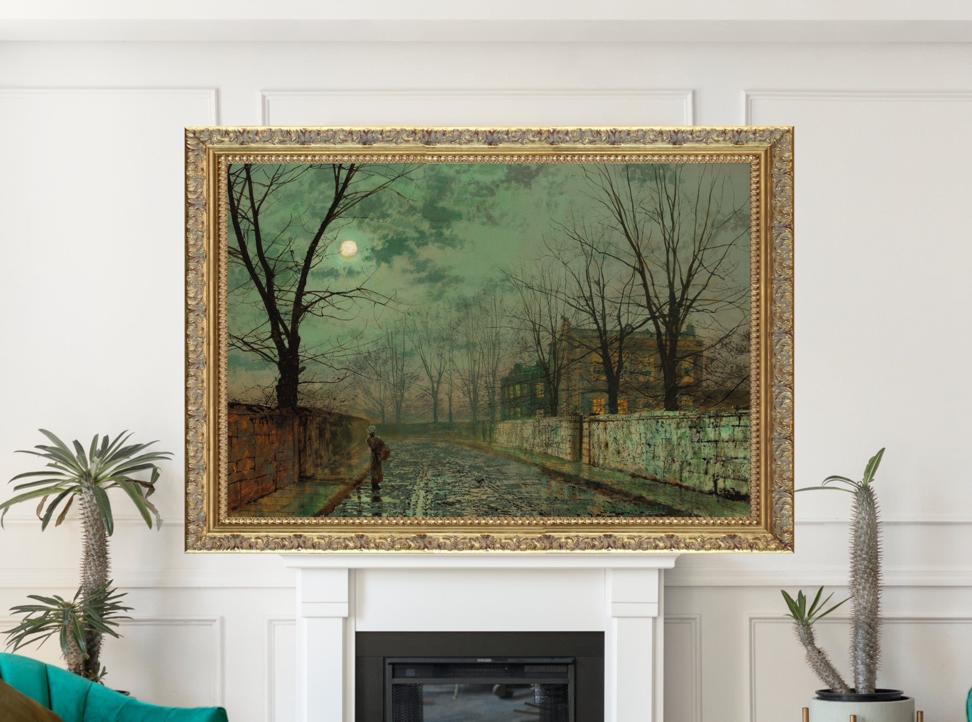 John Atkinson Grimshaw Print: Under the Silvery Moonbeams (1882)