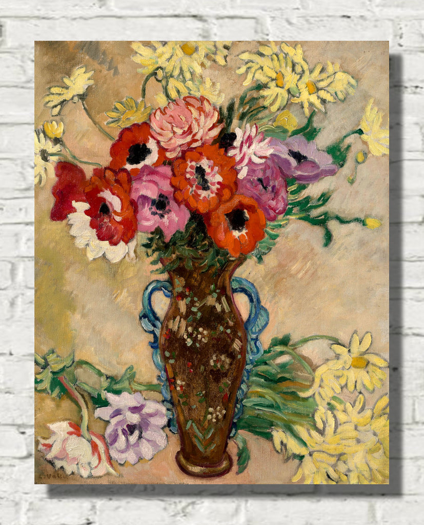 Vase decorated with anemones and yellow savannah daisies (1908) by Louis Valtat