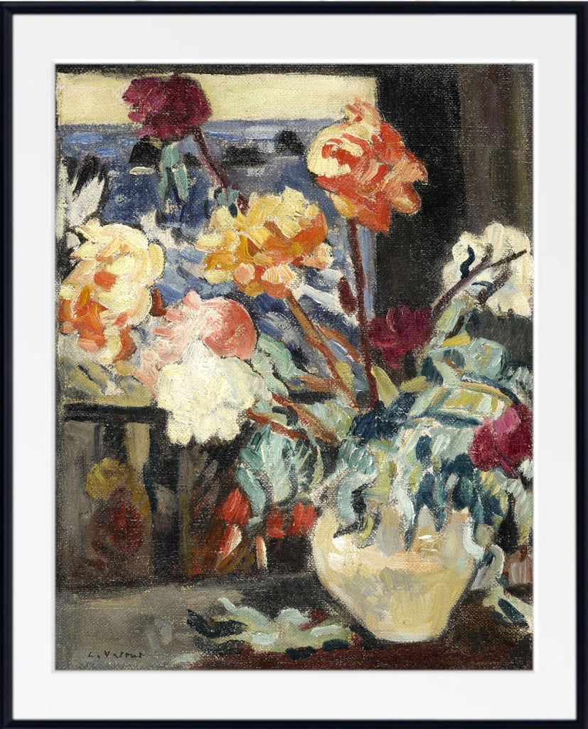 Vase of peonies in front of a window (circa 1916) by Louis Valtat