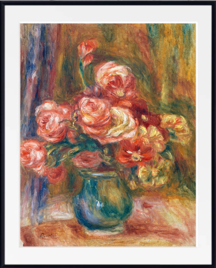 Renoir Print, Vase of Roses (c. 1890)