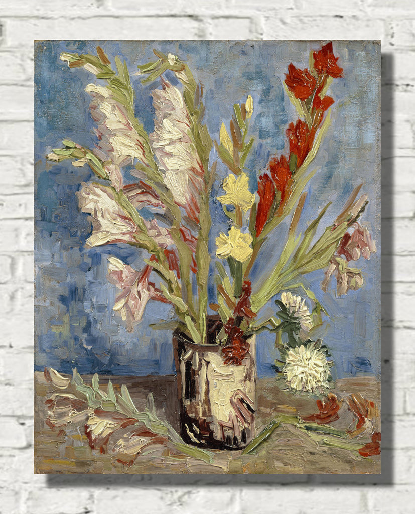 Vase with gladioli and China asters (1886) by Vincent van Gogh