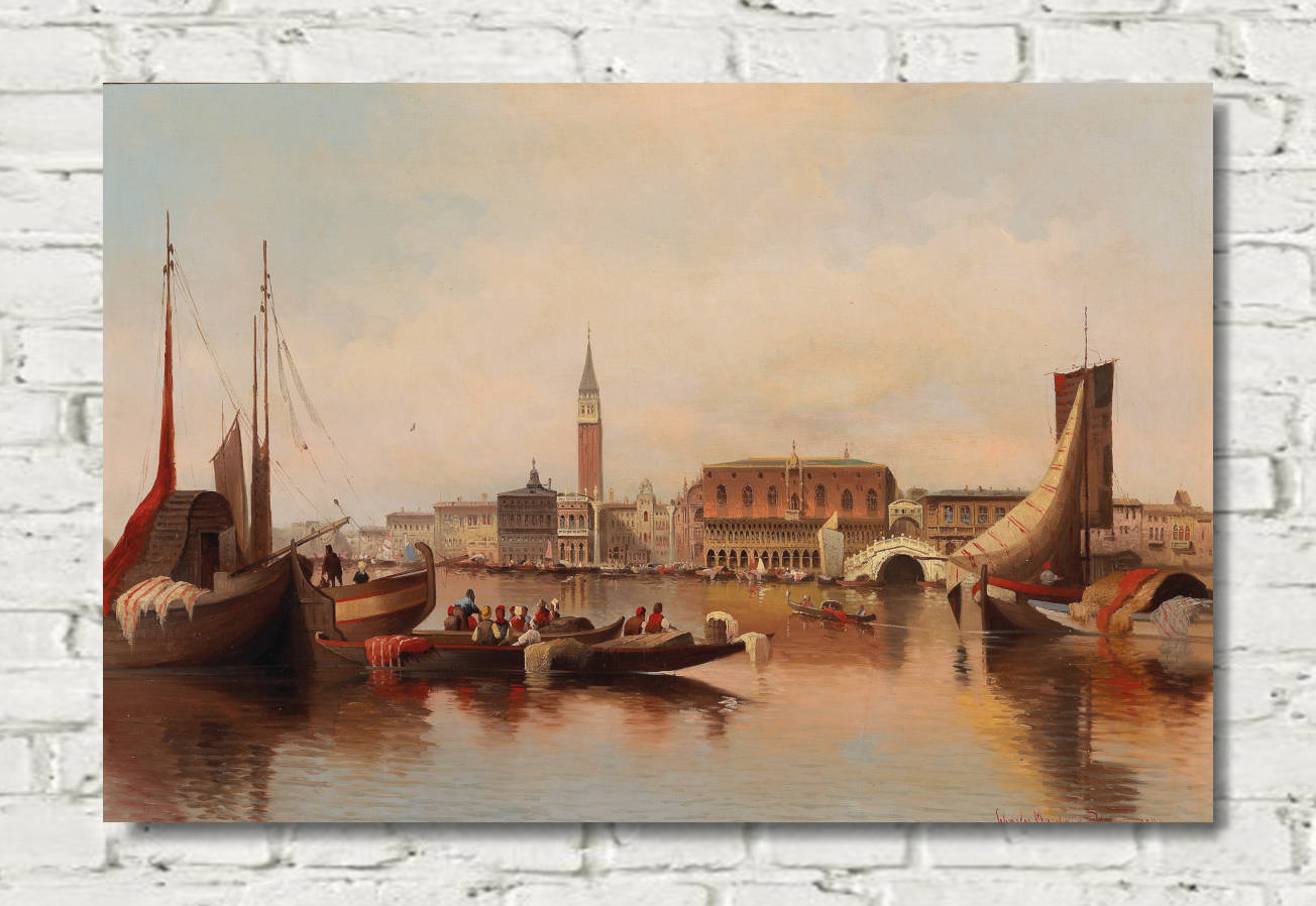 Karl Kaufmann Print, Venetian Scene With View Of St Mark’s Square