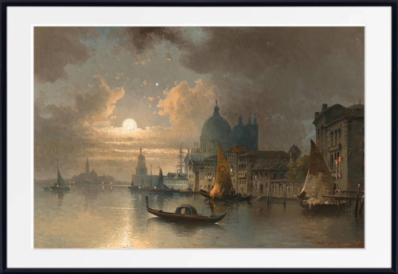 Karl Kaufmann Print, Venice, a Moonlit Night in the Bacino (1894)