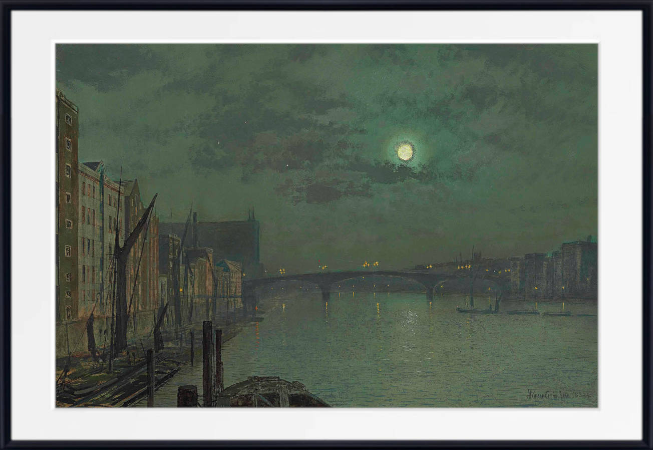 John Atkinson Grimshaw Fine Art Print : View from Blackfriars Bridge by moonlight