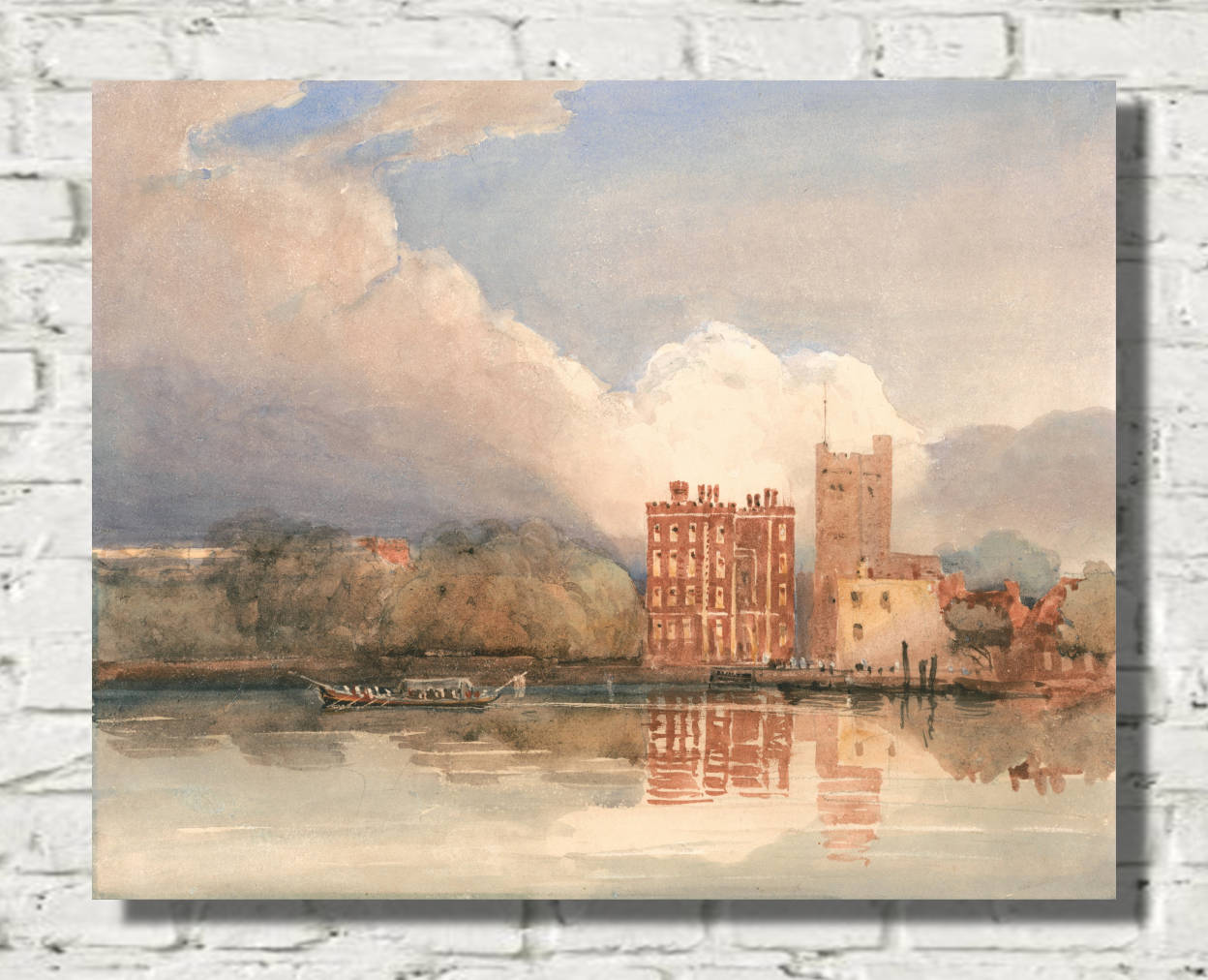 David Cox Print, View of Lambeth Palace on Thames (1820s)