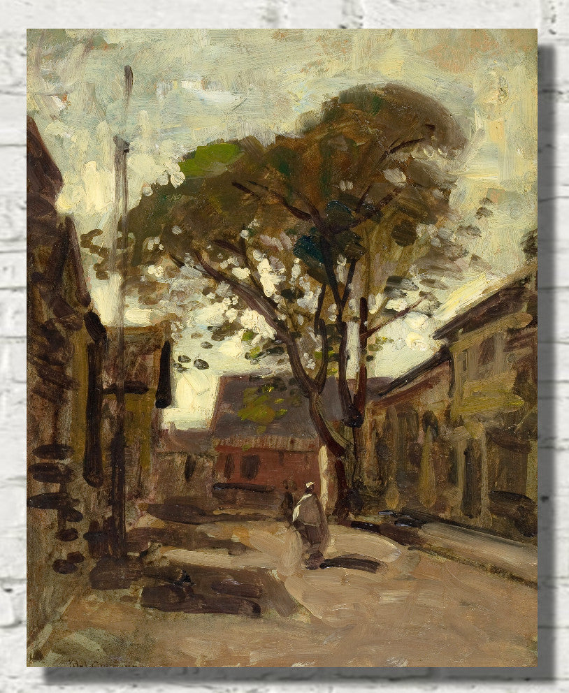View of a Town Square with a Man, Paul Cornoyer