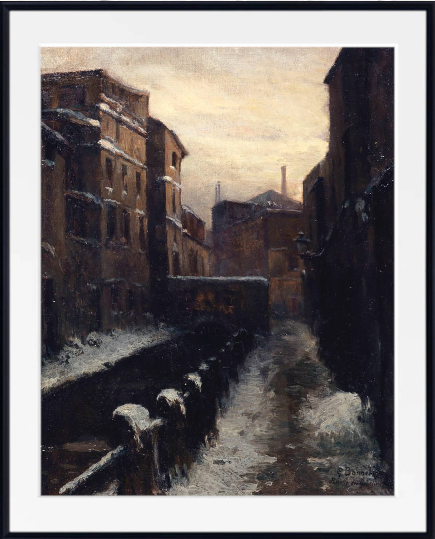 Germain Bonneton Print, View of the Bièvre, Gobelins alley (snow effect) (1900)