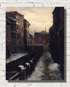 Germain Bonneton Print, View of the Bièvre, Gobelins alley (snow effect) (1900)