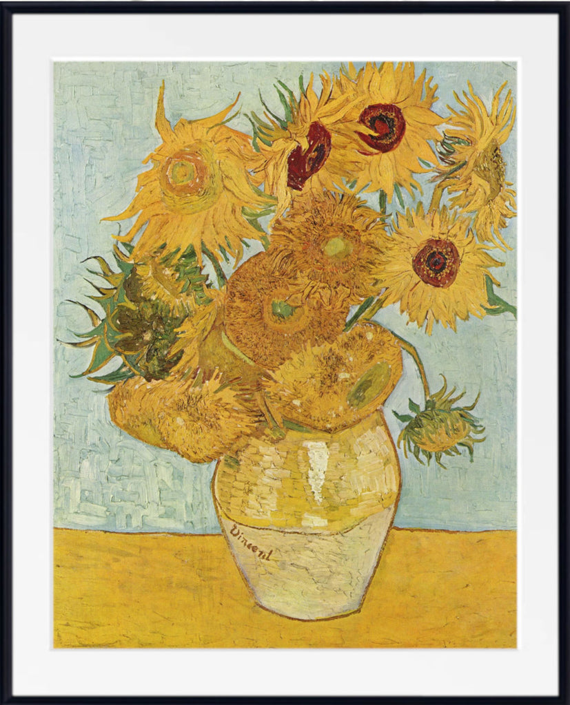 Sunflowers (third version: blue green background), by Vincent van Gogh