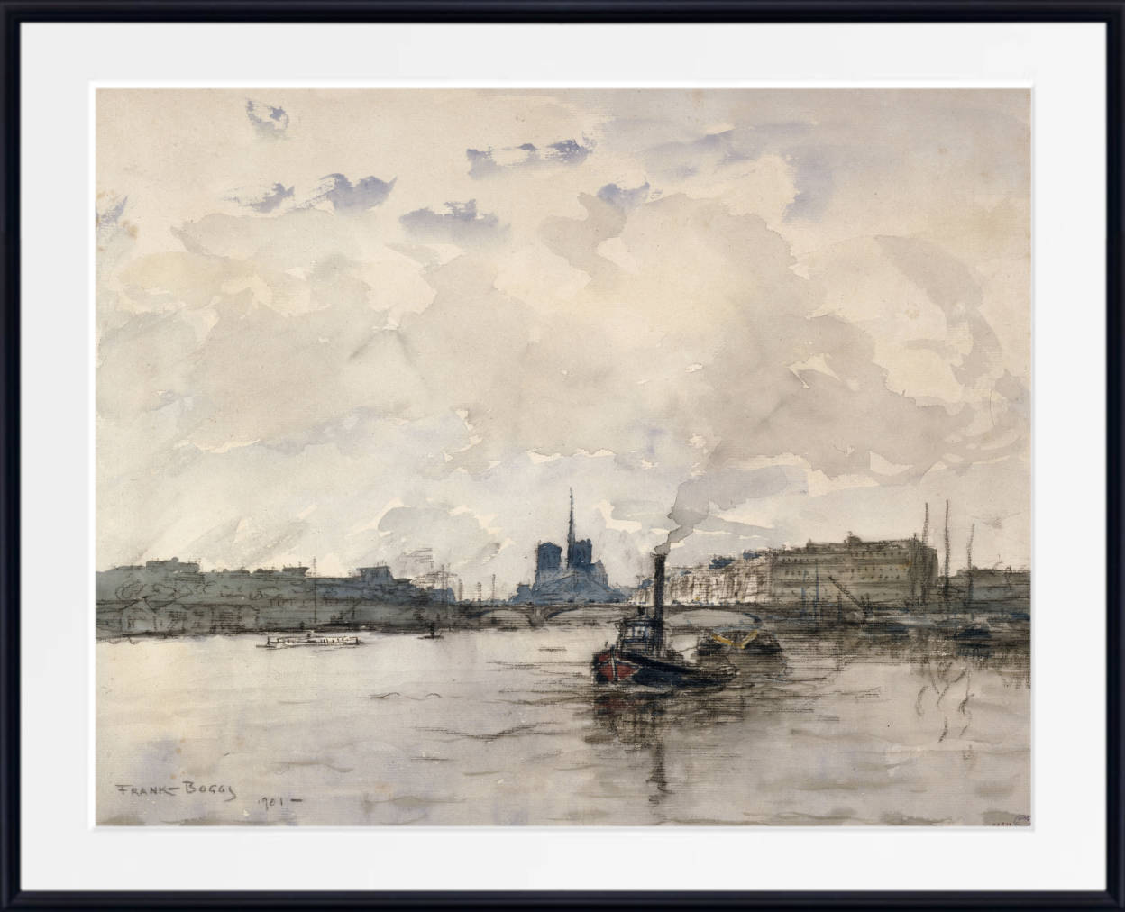 Frank Myers Boggs Print, View of Paris, upstream of Quai Henri IV