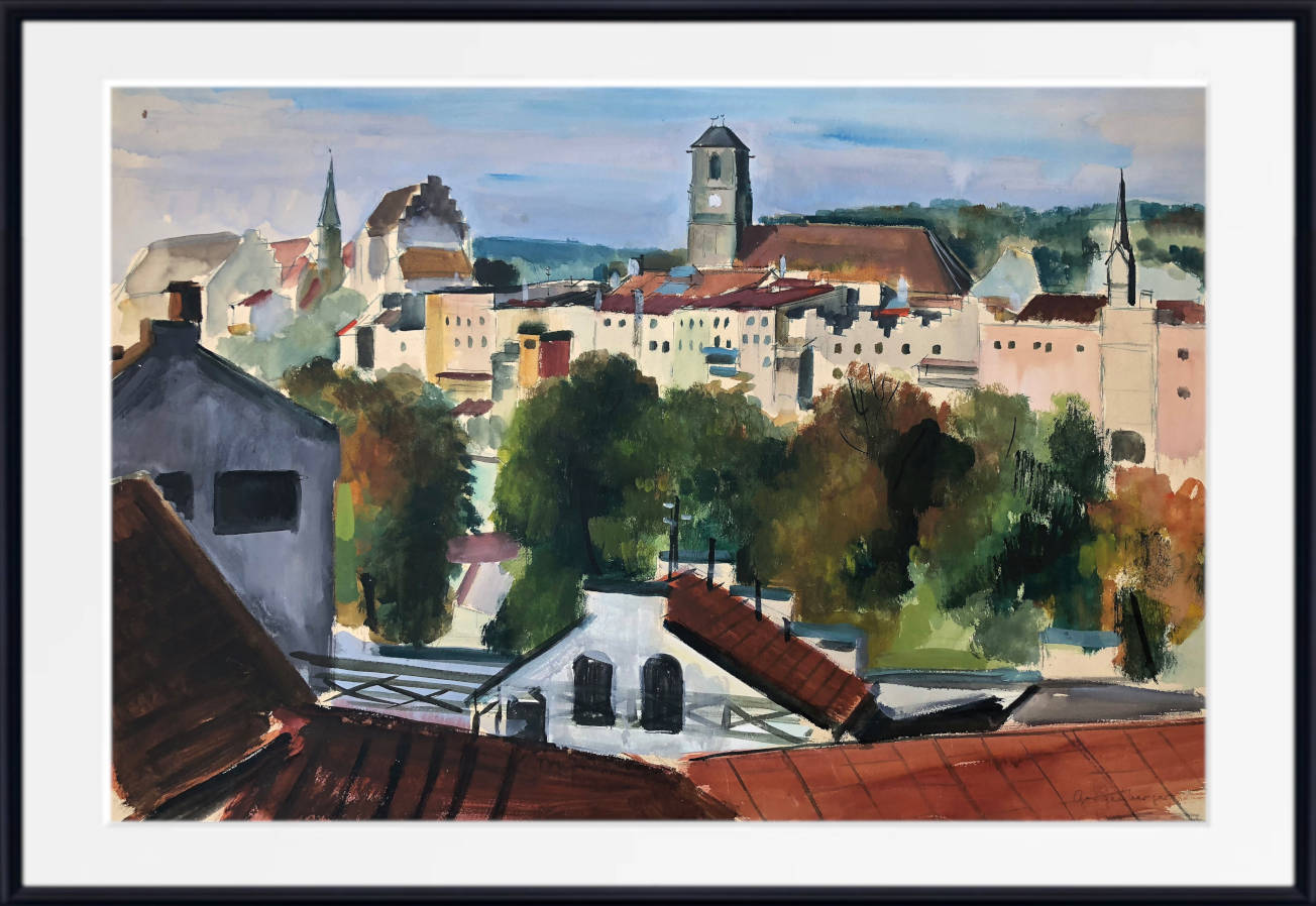 Otto Geigenberger Print, Wasserburg am Inn view from Magdalenenweg