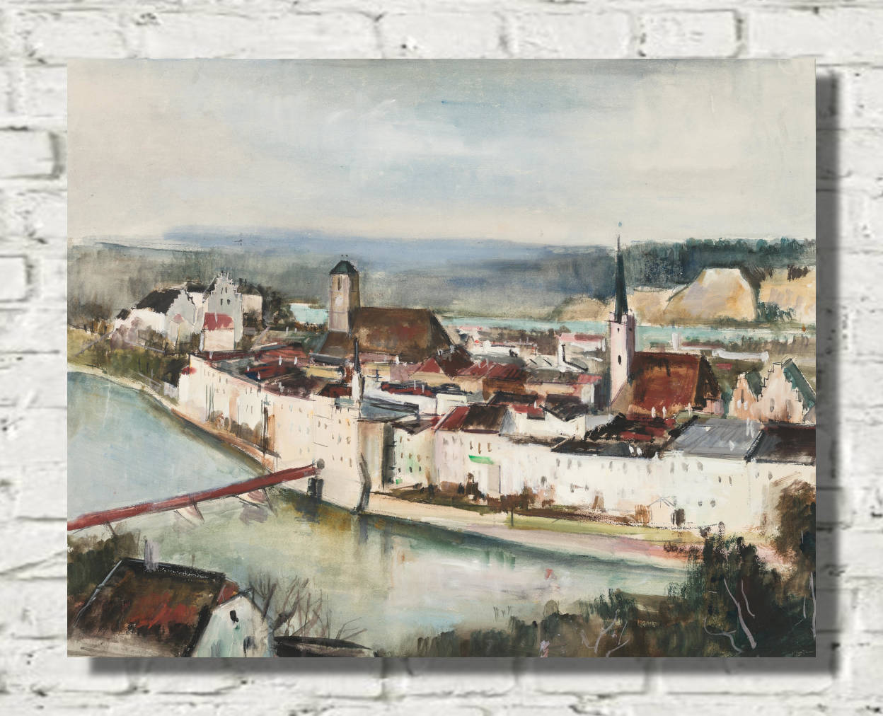 Otto Geigenberger Print, Wasserburg am Inn – view from the Innleite