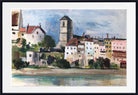 Otto Geigenberger Print, Wasserburg am Inn –  houses on the Inn