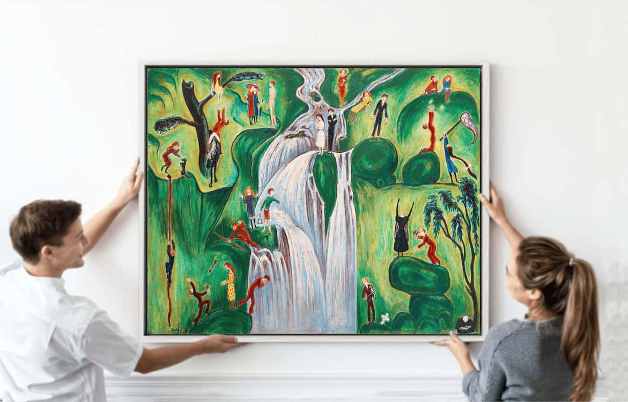 Nils Dardel wall art in a modern living room, available at GalleryThane