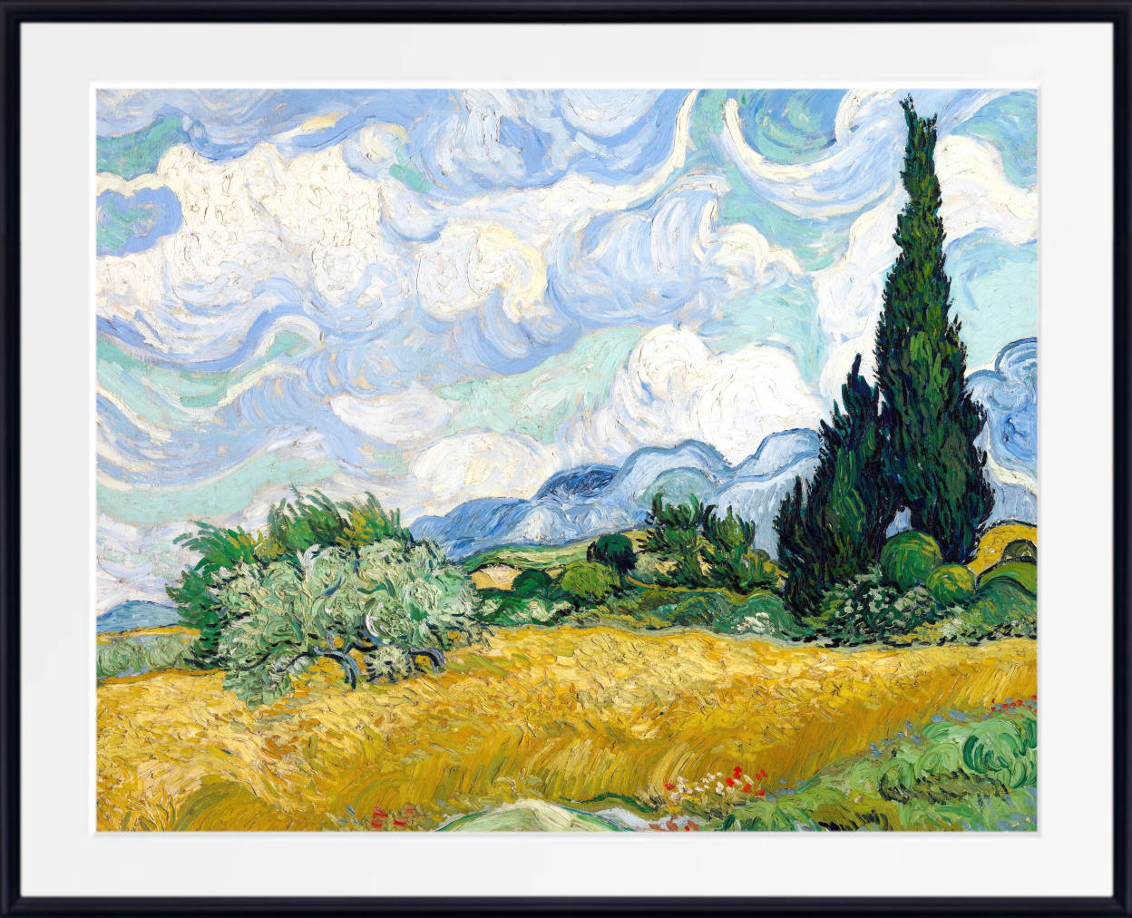 Vincent Van Gogh Fine Art Print, Wheat Field with Cypresses