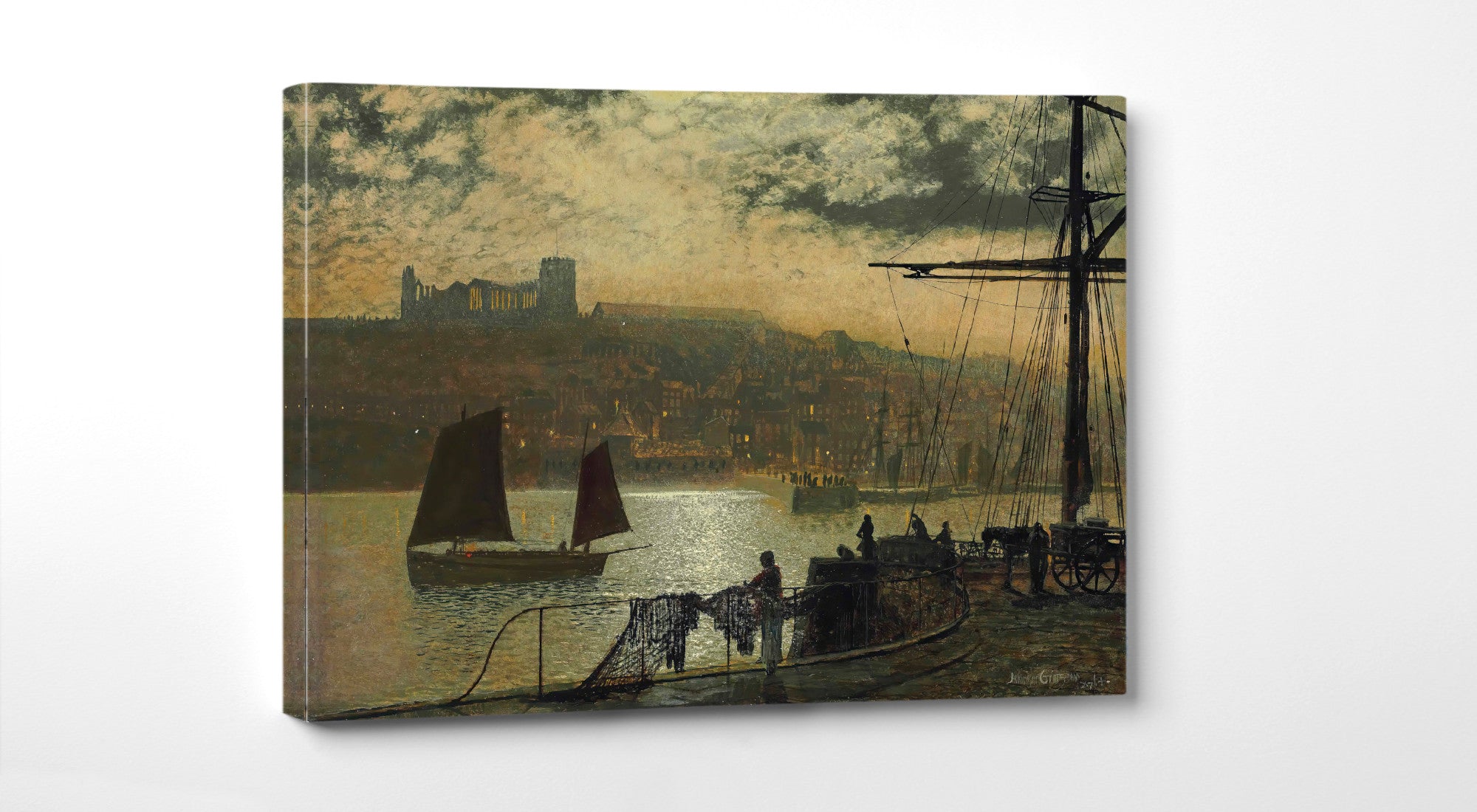 John Atkinson Grimshaw Print: Whitby Abbey And Church (1876)