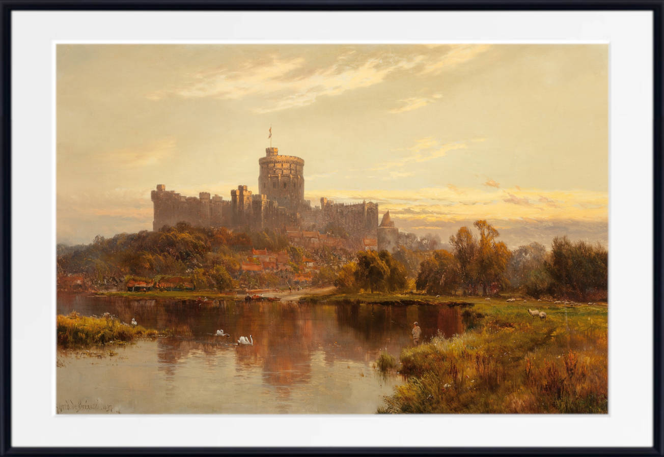 Alfred de Bréanski Print, Windsor Castle at sunset (1897)