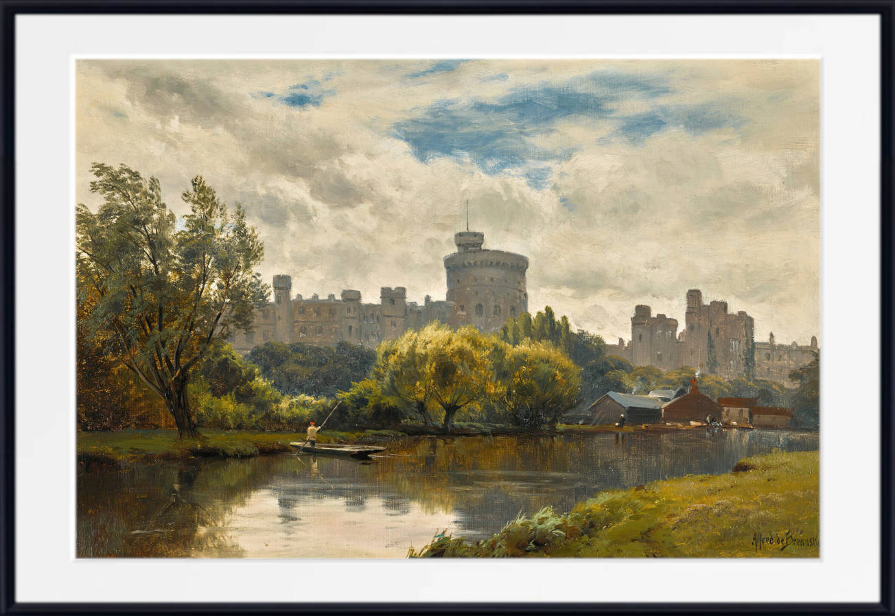 Alfred de Bréanski Print, Windsor castle from the Thames