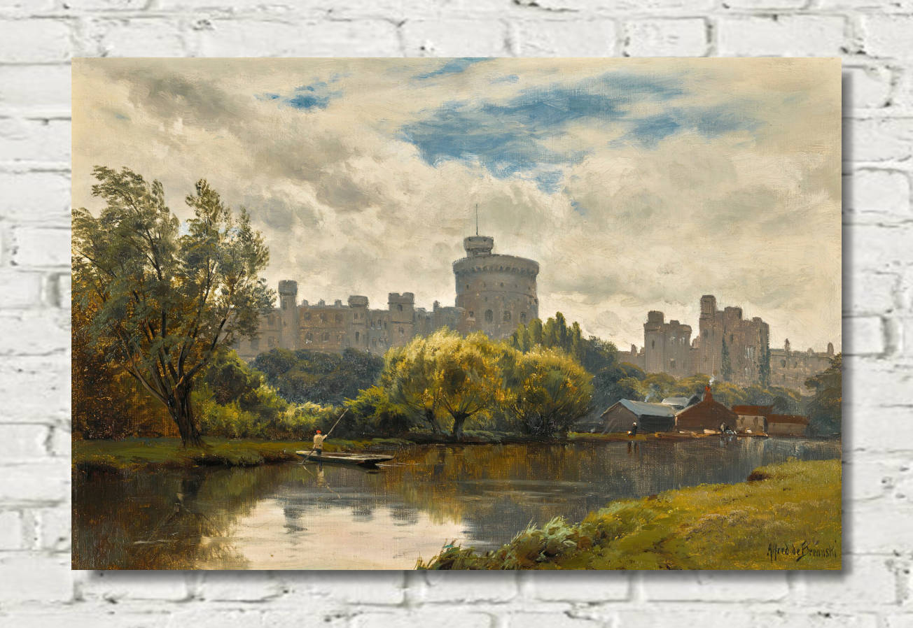 Alfred de Bréanski Print, Windsor castle from the Thames